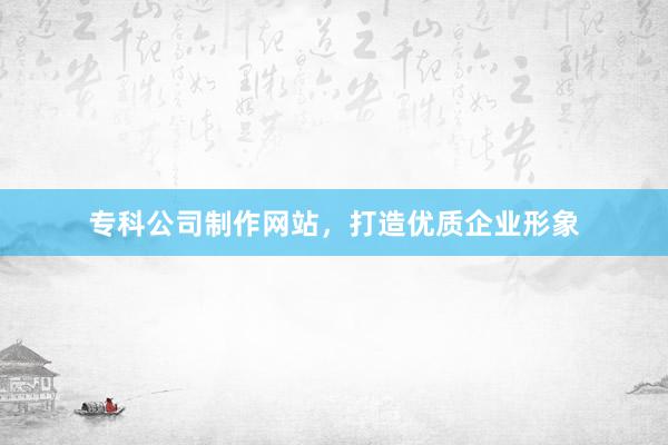 专科公司制作网站，打造优质企业形象