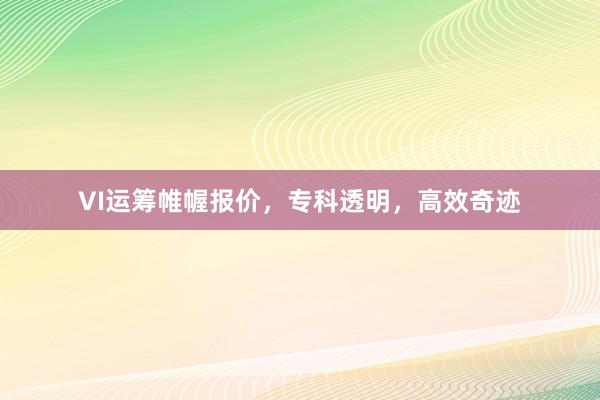 VI运筹帷幄报价，专科透明，高效奇迹
