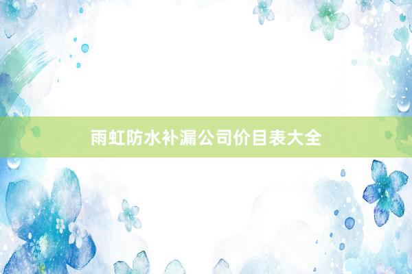 雨虹防水补漏公司价目表大全