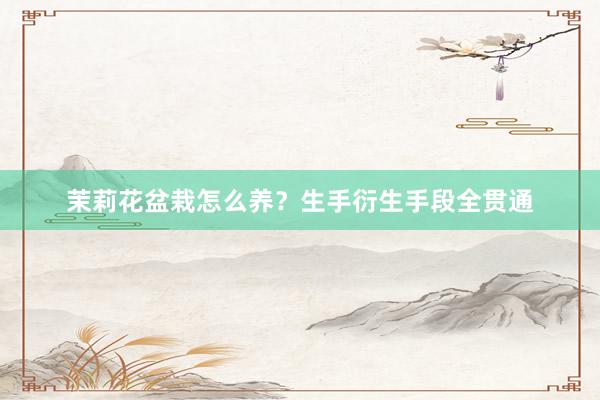 茉莉花盆栽怎么养？生手衍生手段全贯通
